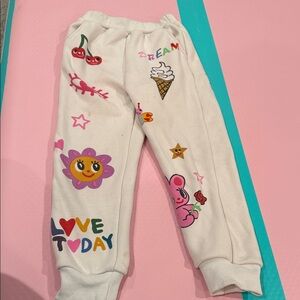 Lola + The Boys White Graphic Joggers